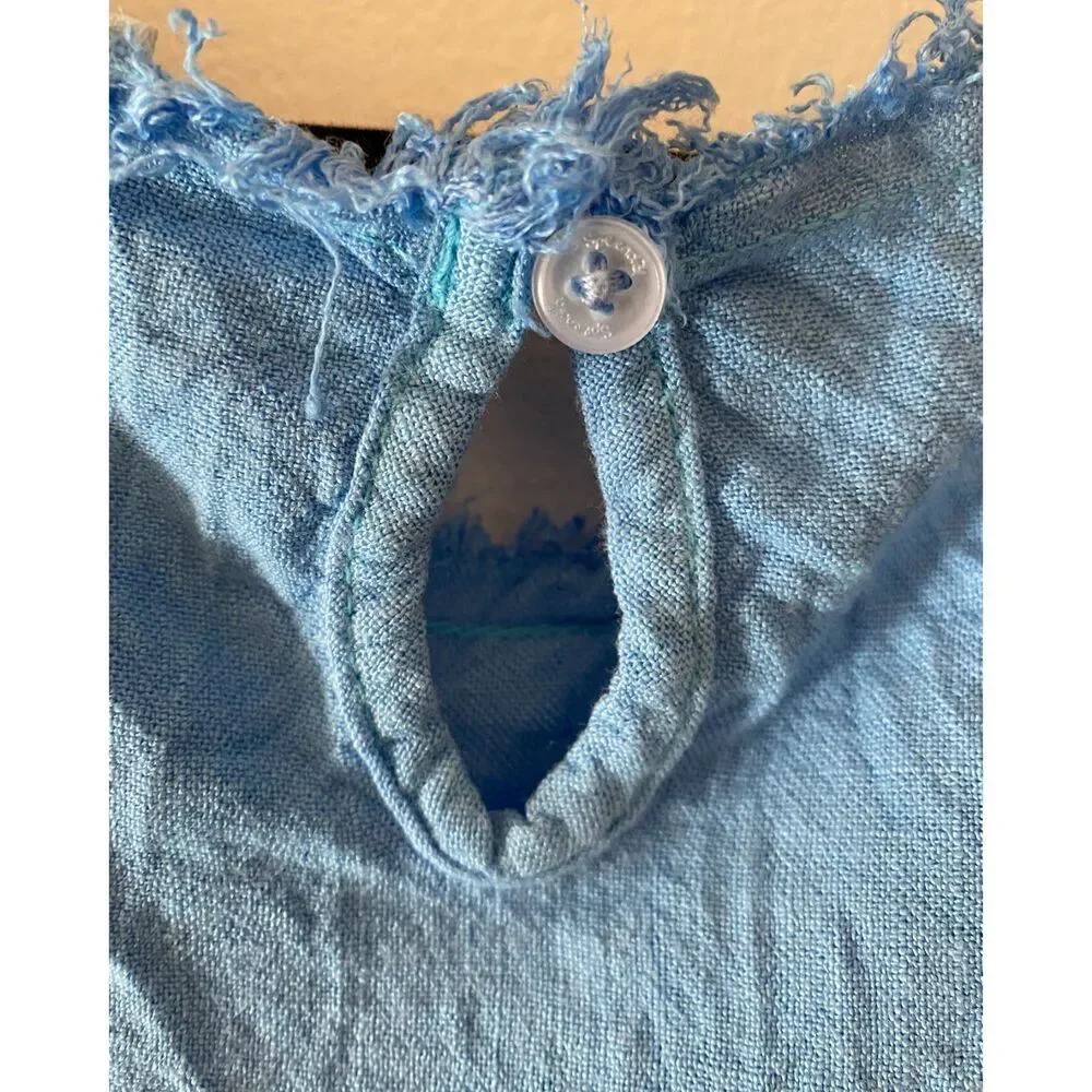 Splendid Fray Trim Blue Green Tie Die Sleeveless Shirt Top Juniors Sz 12